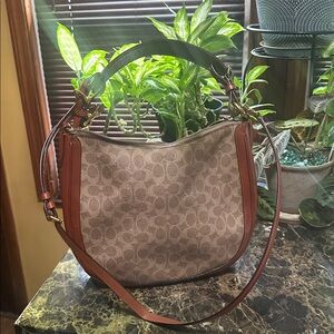Coach Signature Brown and Tan Shoulder Bag